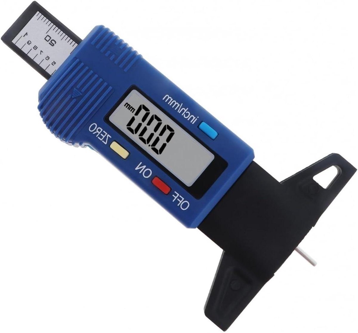 Bandenprofieldiepte Meter - Digitale Dieptemeter - Bandenspanning Controleren - LCD Scherm Conversie - 0-25.4 Mm - Blauw