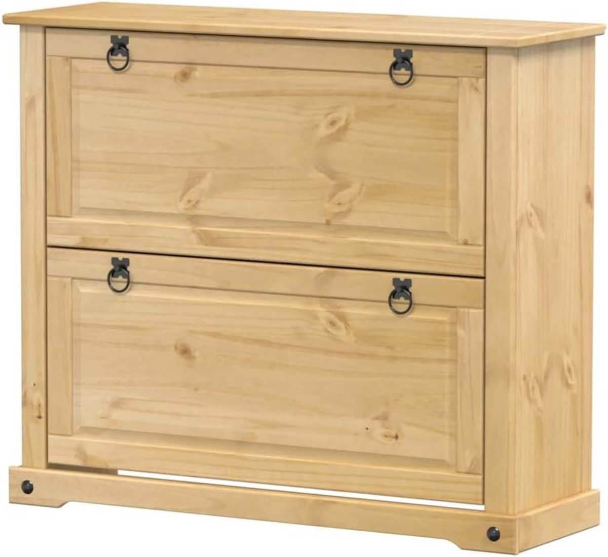 Schoenenkast Hout - Opbergmeubel Kast - Schoenen Opbergen - Massief Grenenhout - 99 x 32 x 85 cm - Honingwas
