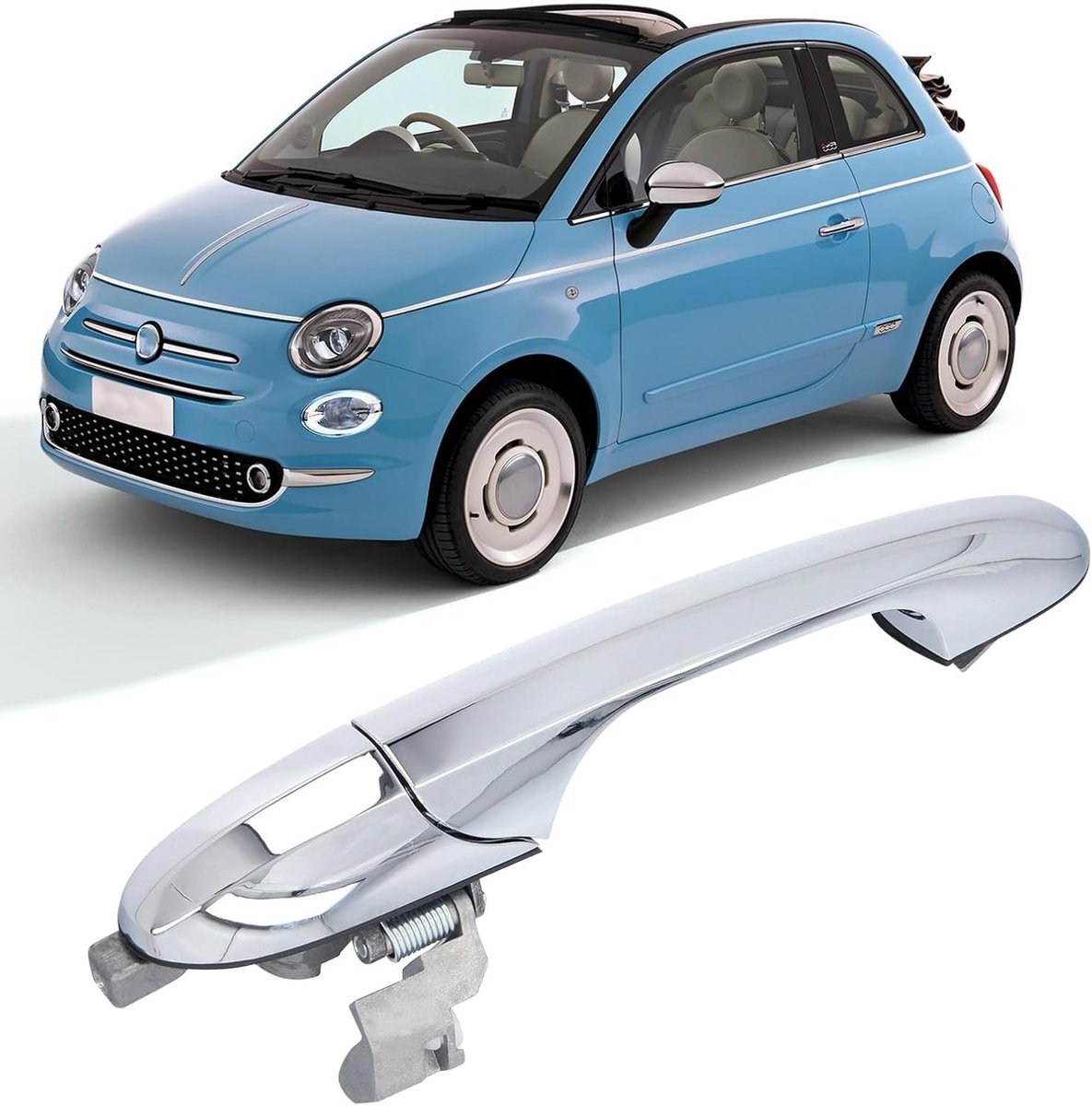 Compatibele buitendeurhendel voor Fiat 500 - rechtsvoor, vervangingsonderdeel 68069942AC, duurzame deurhendel, eenvoudig te installeren