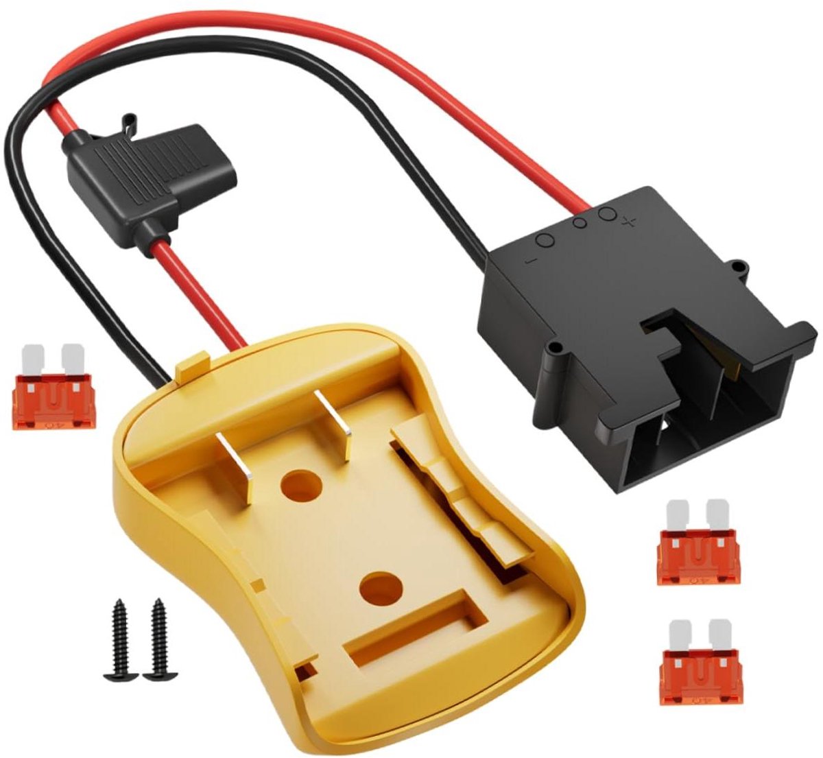 Batterij Adapter - Stroom Connector - DIY Projecten - Duurzaam ABS Materiaal - 5.3 cm - Zwart