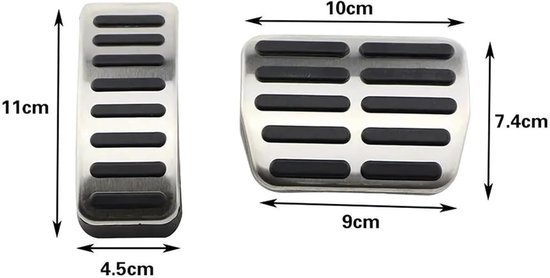 Pedaalhoezen Auto - RVS Pedaal - Verbeterde Grip - Antislip Rubber - Standaard Maat - Zilver — afbeelding 2
