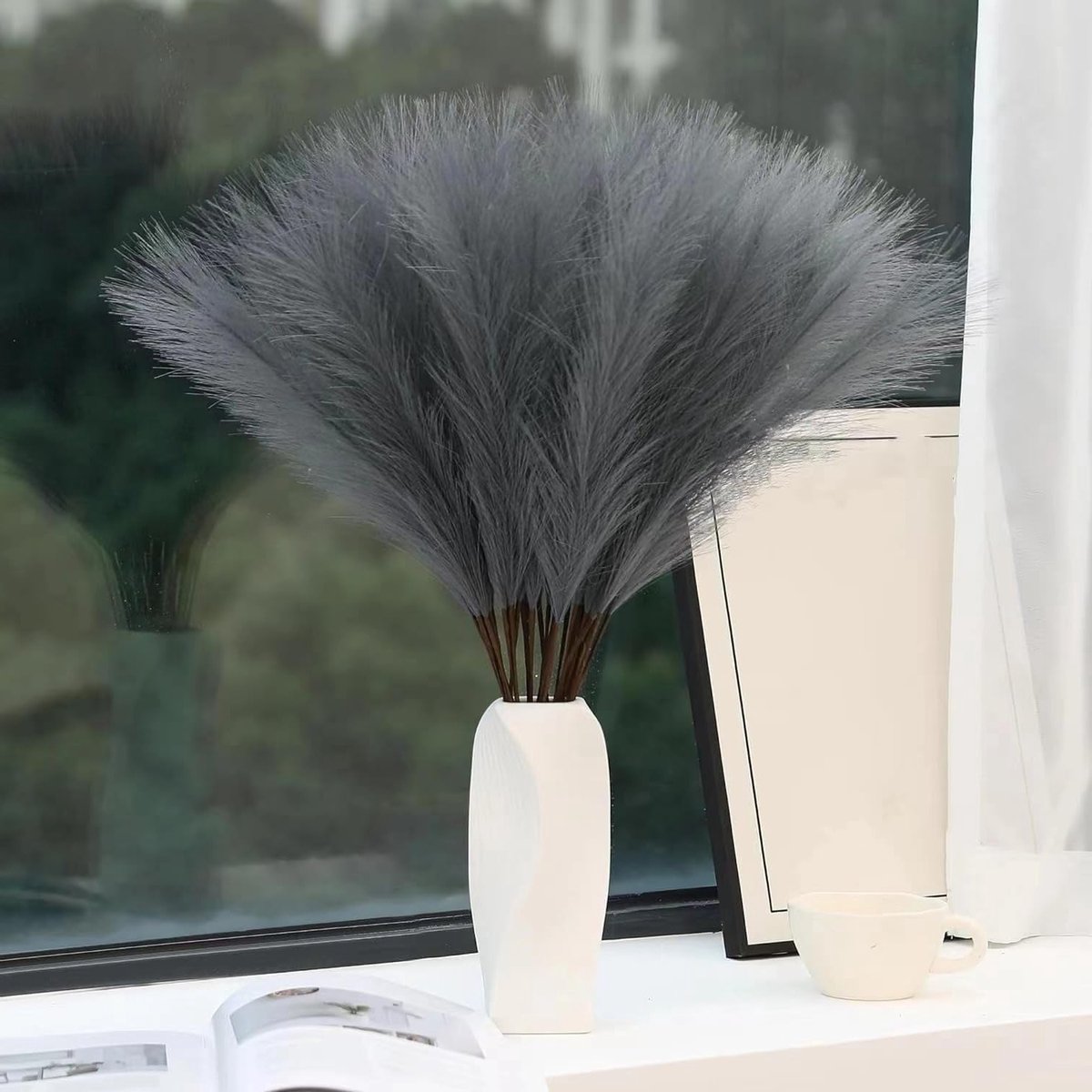 30 Stuks 55 cm Pampasgras Kunstbloemen - Fluffy Droogbloemen voor Boho Decoratie in Slaapkamer en Woonkamer, Perfect voor Bruiloften en Interieurstyling