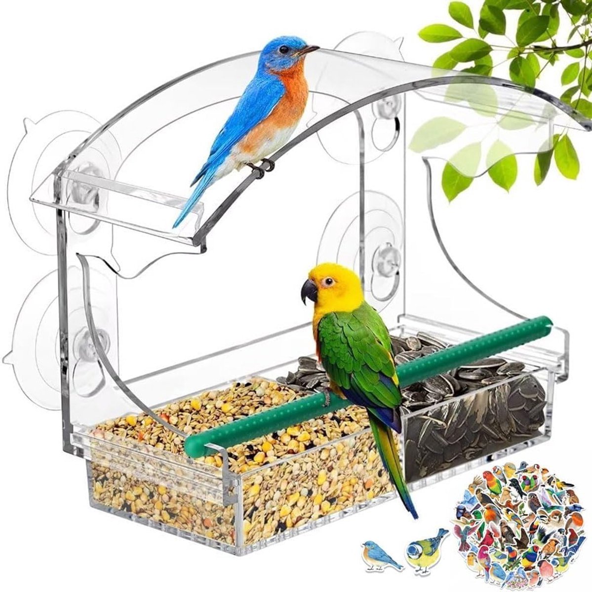 Acryl Voederhuis voor Vogels, Transparante Raamvoeder, Vogelvoederstation met Duidelijke Container voor Raamgebruik