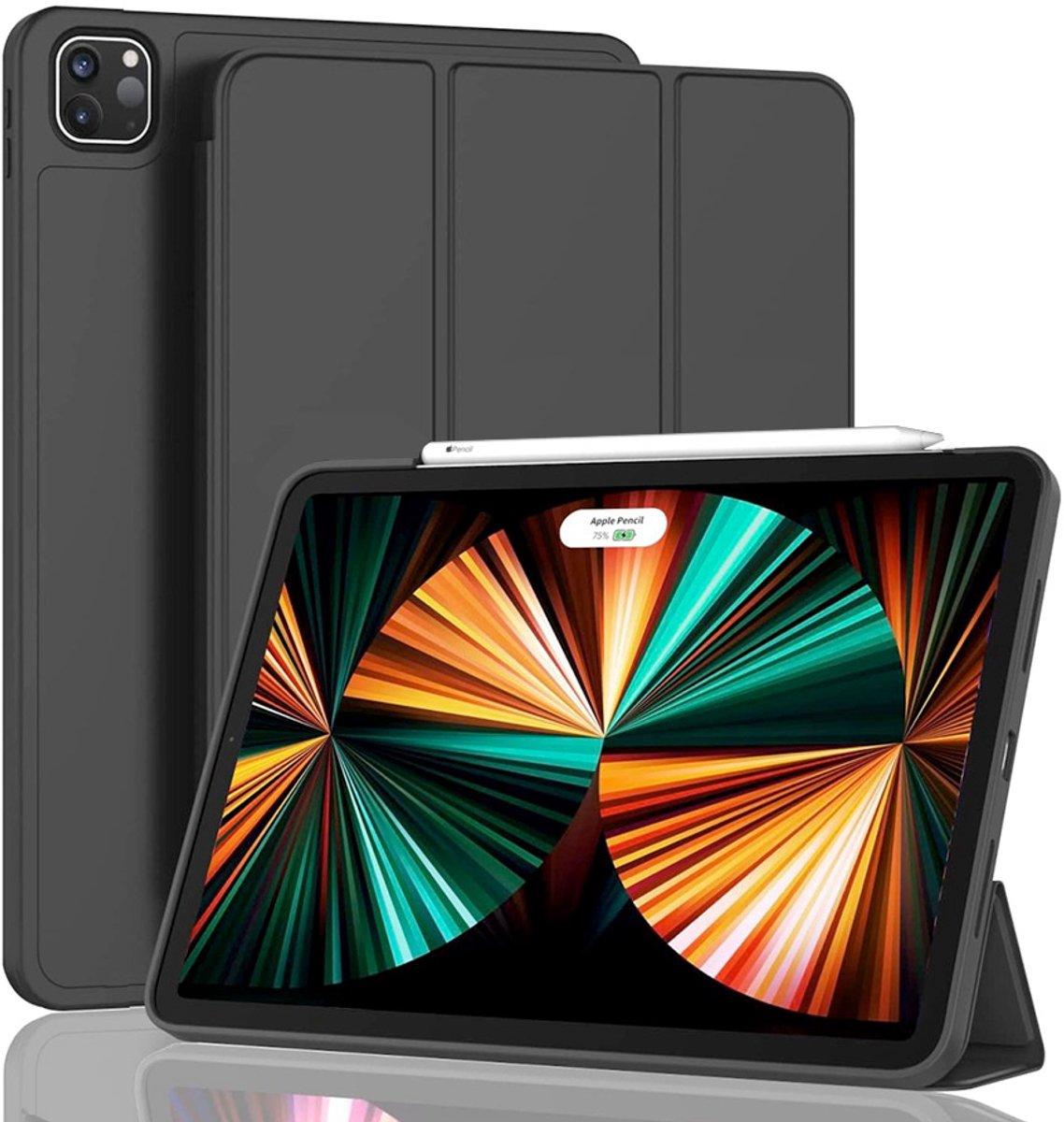 CaseMania Bookcase hoesje geschikt voor Apple iPad Pro 11 (M4/M5) - Effen Zwart - Kunstleer