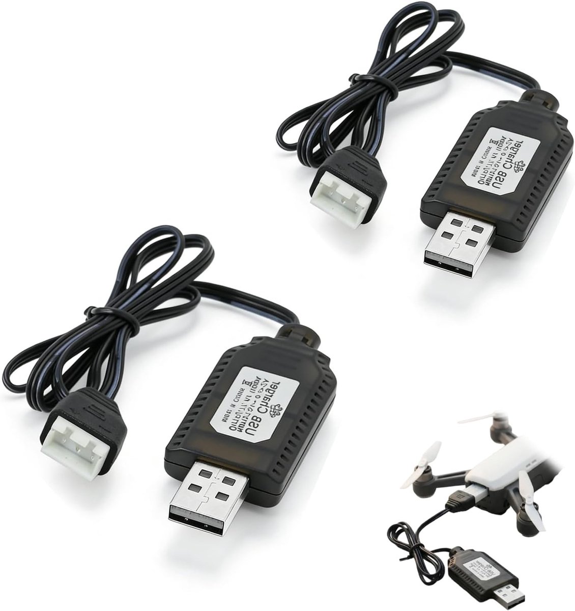 USB-oplaadkabel met XH-3P-aansluiting voor 7,4 V LiPo-accu's, overbelastingsbeveiliging, geschikt voor RC-auto's en drones