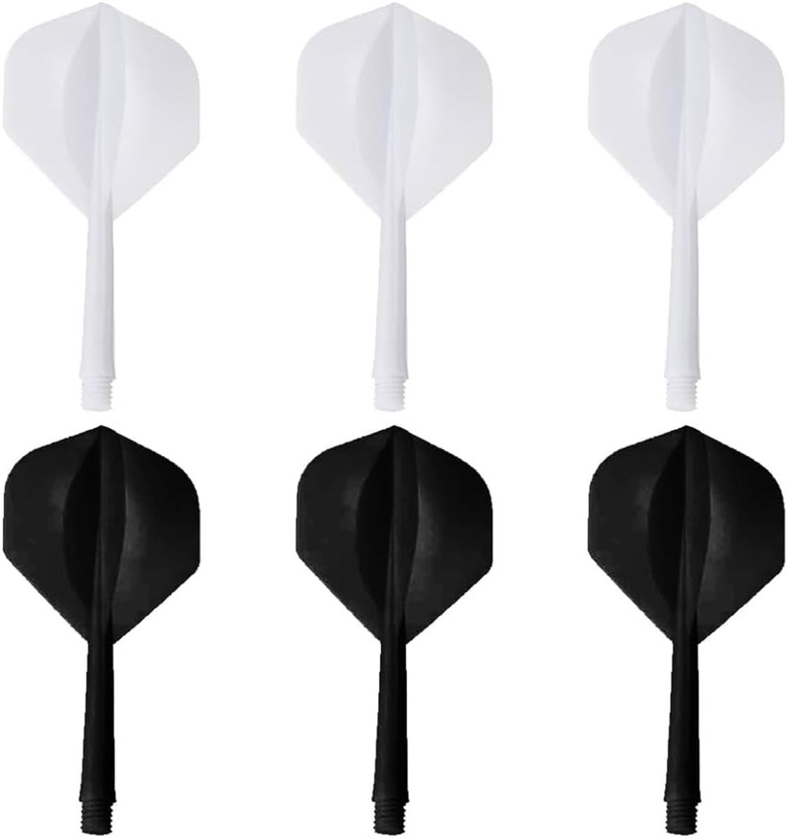 Set van 6 stabiliserende dart shafts met zwart-witte accessoires voor optimale precisie en grip