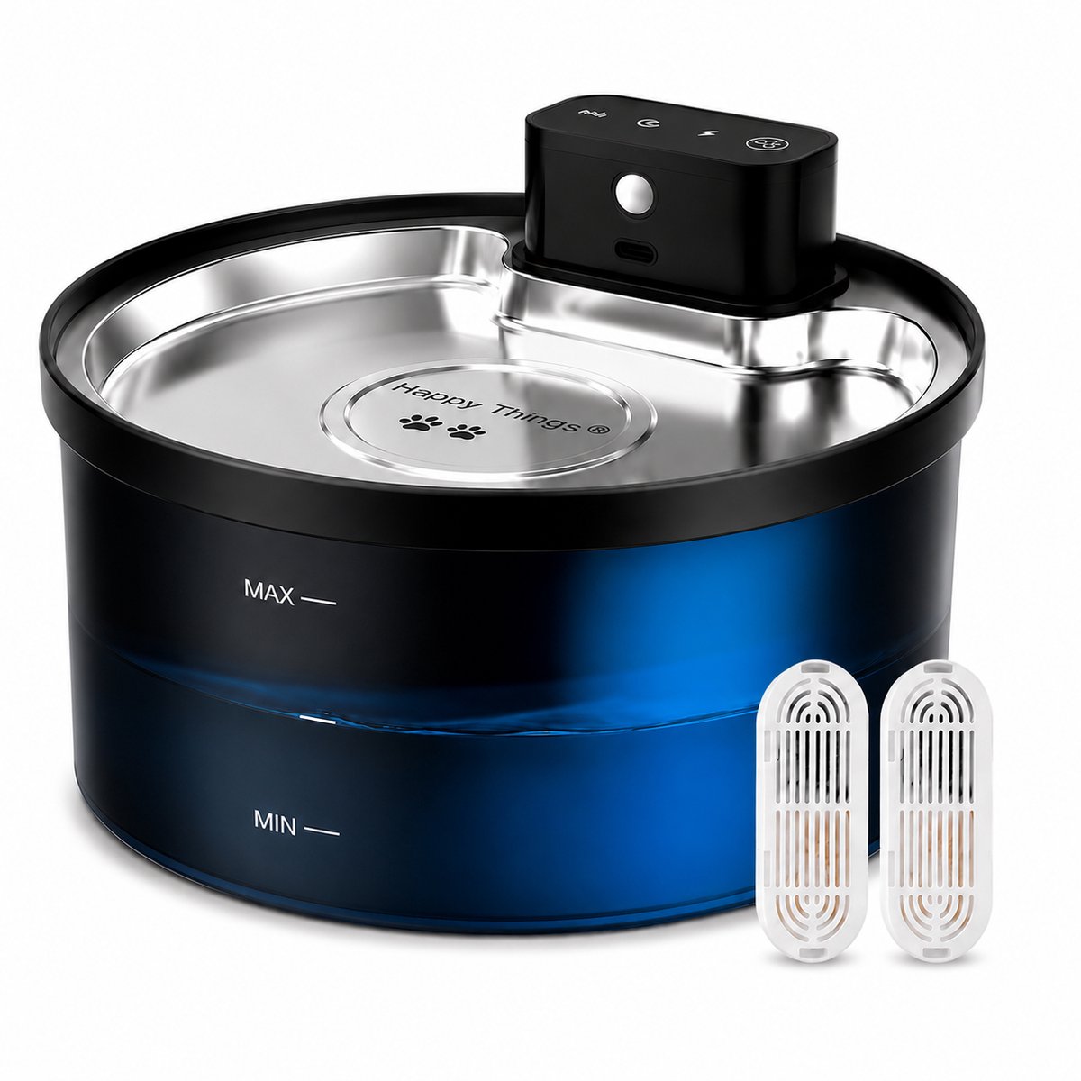 Bol.com Happy Things Draadloze Drinkfontein Kat en Hond ZR20 Model - 3.2L - RVS - met Sensor - Geruisloos aanbieding