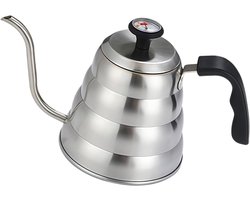 Koffiezetapparaat Hand Drip - Koffie Maker - Professioneel Koffie Zetten - Ingebouwde Temperatuurmeter - 1 Liter - Zilver