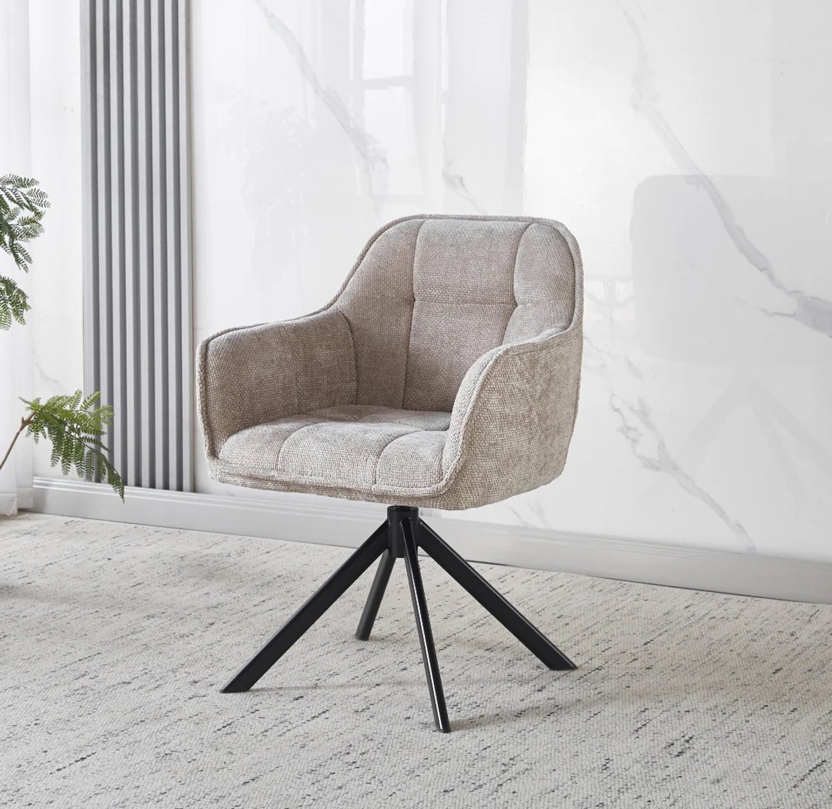 Ams Living® Eetkamerstoel Draaibaar | Set van 2 Stoelen | Kuip Stoel | Dichte afwerking | Stof | Kleur Grijs | Eettafel Stoelen | 2 x Design Stoelen Eettafel – foto 3