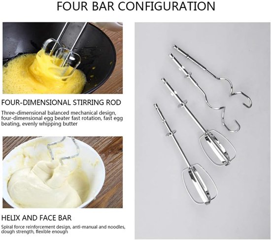Elektrische Handmixer - Keukenmixer - Bakken en Mixen - 5 Snelheden Turbo - 200W - Wit — afbeelding 4