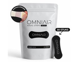 OMNIAIR Neusstrips Daily - Nose Strips - Anti snurk - Neuspleisters - Neusspreider - Slaappleisters - Zwart (30 Stuks)