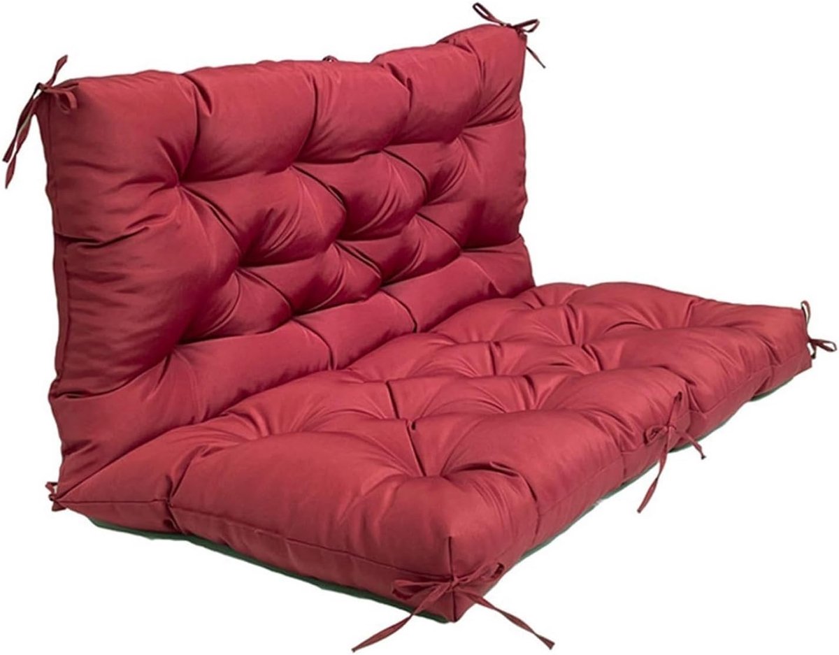 Schommelkussen met Rugleuning - Bankkussen Vervanging - Buiten Ontspannen - Waterdicht Oxford Materiaal - 150 x 100 cm - Wijnrood
