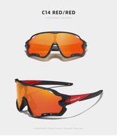 Kingseven Pro Wielren Zonnebril UV400 – Rood Spiegelglas – Zwart Frame – 911