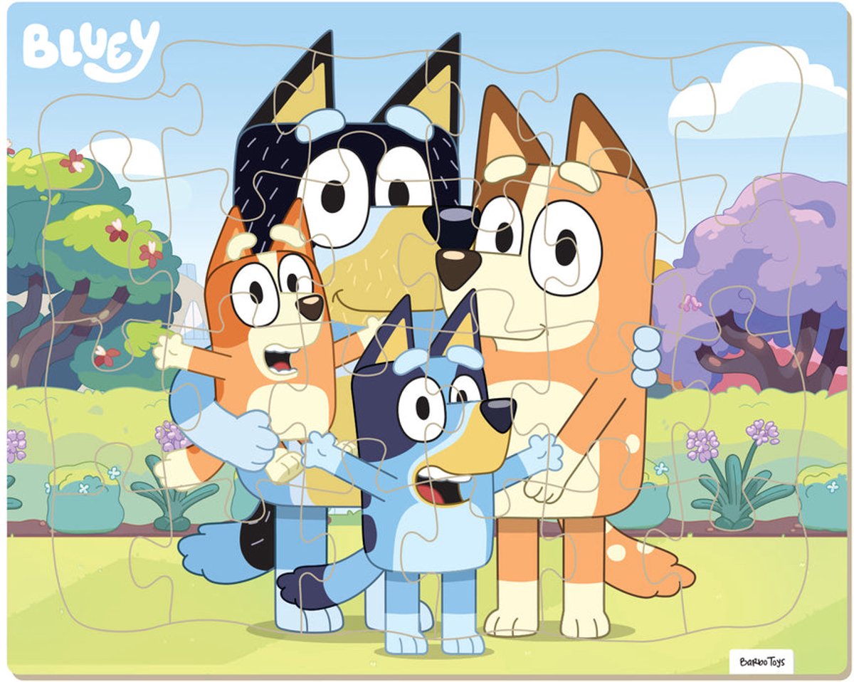 Barbo Toys - Bluey Ingelijste Kartonpuzzel Familie 24 Stukjes - Ontworpen in Denemarken - Educatieve Legpuzzel - Puzzel voor jongens en meisjes - Multicolor - Vanaf 3 jaar