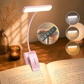 Lampe de lecture Luxuriq pour livre - Lampe de lecture - Lampe à pince - Réglable - Rechargeable par USB - 24 LED - 3 modes - Intensité variable - Rose