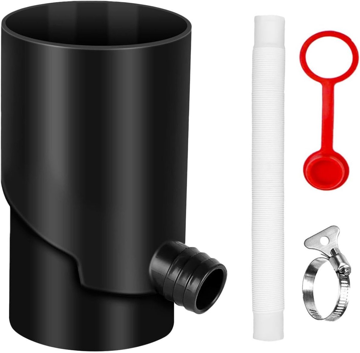 Regenwateropvangset - Regenton vulautomaat - Water Besparen - Weerbestendig UV-bestendig - 10cm diameter - Zwart