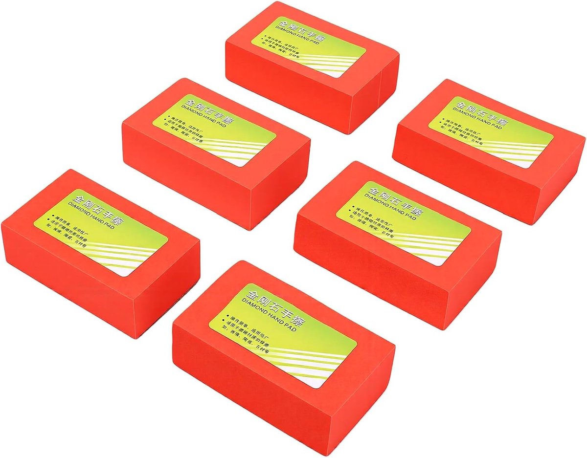 Hand Polijstpads - Schuurblokken - Materiaaloppervlakken Glad Maken - Diamant Coating - 6 Stuks - Grijs