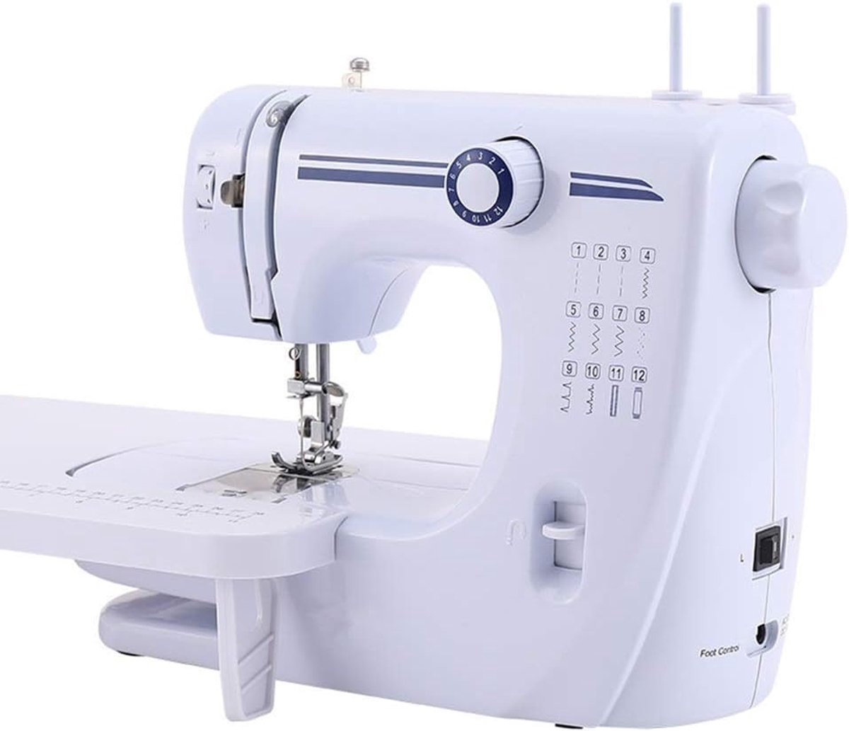 Naaimachine Elektrisch - Mini Naaimachine - Kleding Maken - Dubbele Naald Functie - 33.3 cm - Wit