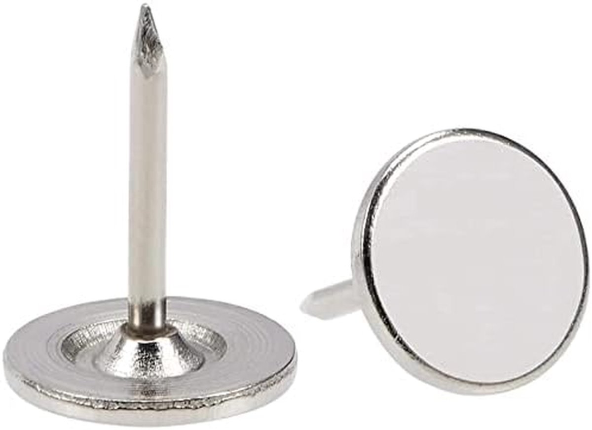 Bekleding Nagels - Kopspijkers Meubels - Meubels Decoreren - Platte Kop - 11 x 15 mm - Zilver