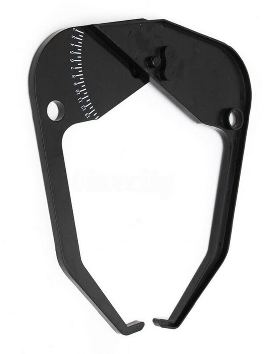 Velgbreedte remklauw - Wielmeter plastic - Banden balanceren - Heldere witte cijfers - 395 mm - Zwart