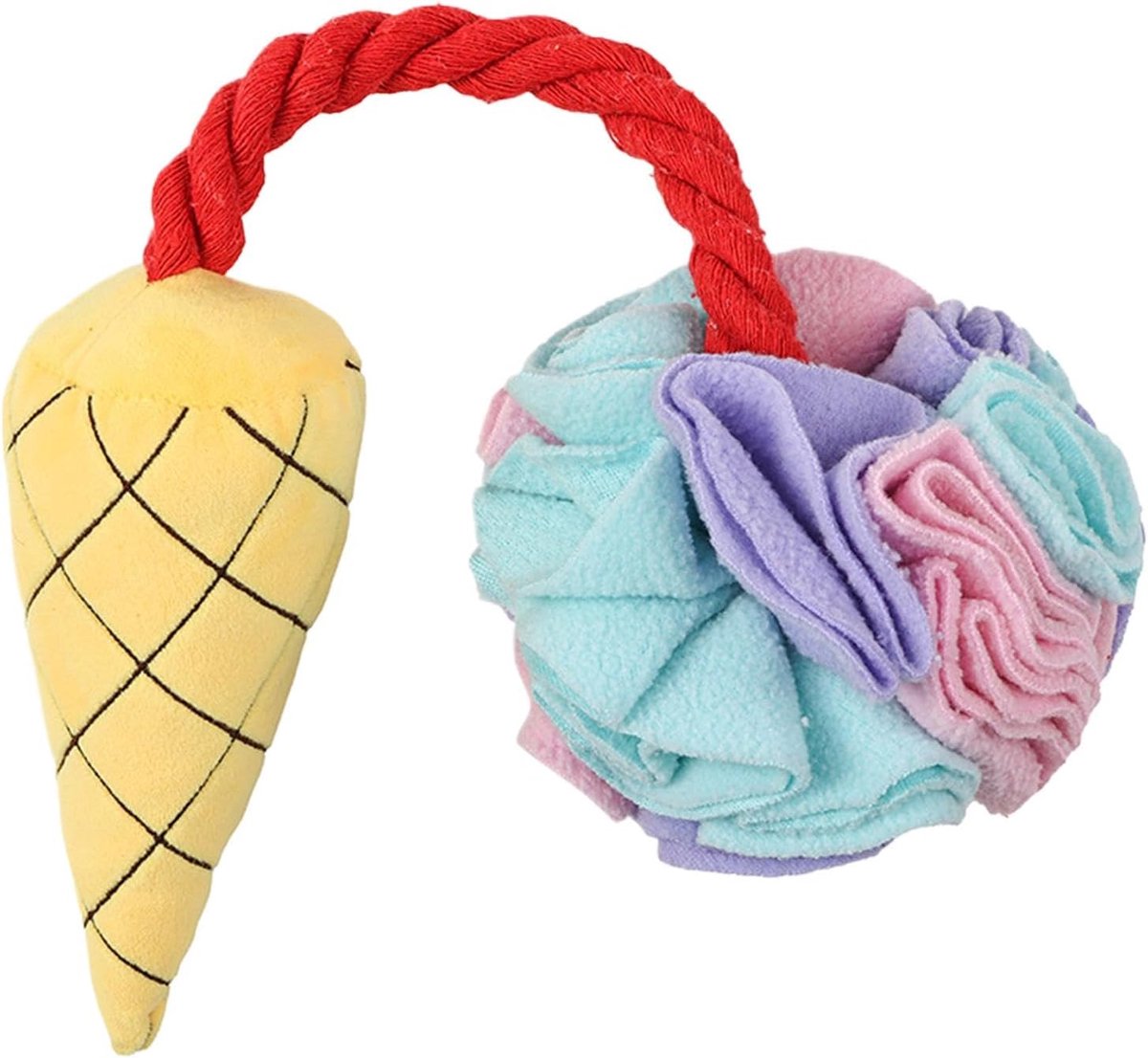 Hond Snuffelbal - Kauwspeelgoed Hond - Mentale Stimulatie - IJshoorntje Ontwerp - 41 cm - Meerkleurig