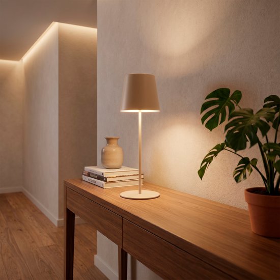 BRILONER - Lampe de table rechargeable - lampe sans fil - avec réglage tactile dimmable - pour intérieur et extérieur - hauteur réglable - 36 cm x 10,5 cm - beige