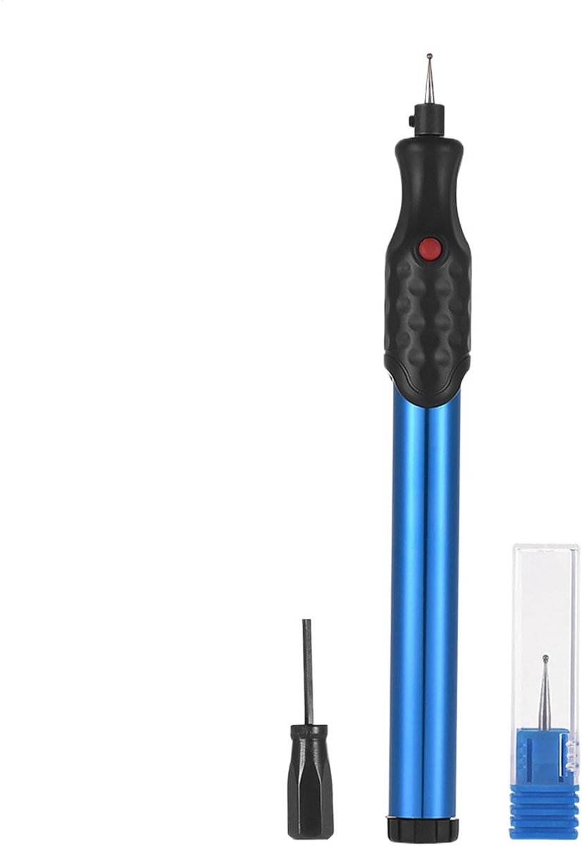 Elektrische graveerpen - Materiaal graveur - Voorwerpen personaliseren - Draadloos en lichtgewicht - 2 AAA batterijen - Blauw