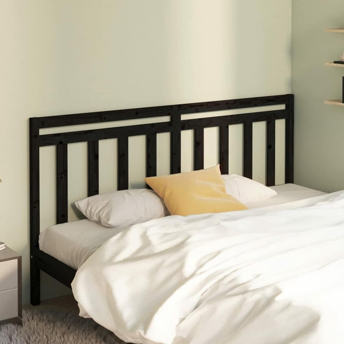 Houten Hoofdbord - Bedpaneel - Slaapkamer Aankleden - Massief Grenenhout - 206x100 cm - Zwart