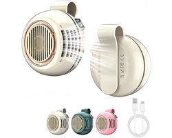 Draagbare Ventilator met Clip - Broekriem Ventilator - Handsfree Personal Fan - Stille Mobiele Waaiertje - voor Sport & Pendelen - 5 Standen - 6-8 Uur - Beige