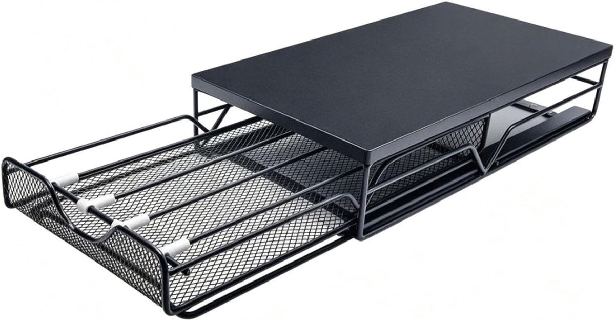 Koffiepadhouder Lade - Padorganizer Aanrecht - Koffie Opslag - Verstelbare Verdelers - 50 Pads Capaciteit - Zwart