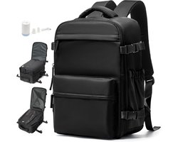 Vacuüm Rugzak - Reistas - Handbagage Reisrugzak - met Elektrische Luchtpomp - Waterafstotende - Grote Backpack - met 15.6 Inch Laptopvak - Compressie Reistas - 180 Graden Kofferopening - voor Handbagage Vliegtuig - Zwart