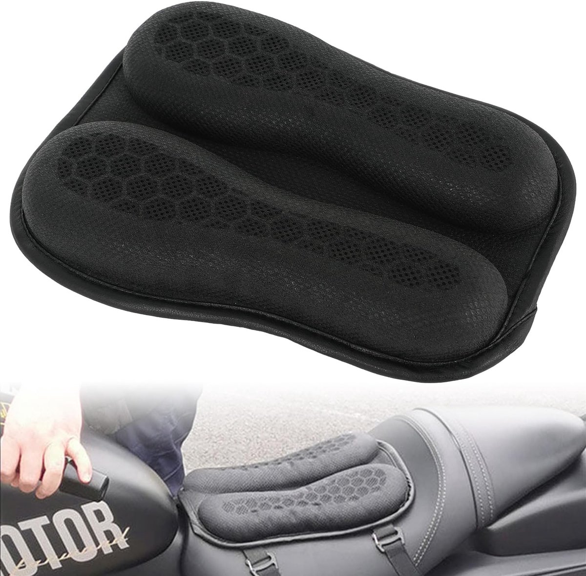 Motorfiets Zitkussen - Gel Pad - Comfortabele Ritten - 3D Honingraat Structuur - 30 x 22 x 3 cm - Zwart