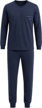 Gionettic Heren pyjama - Lange Mouwen en Lange Broek - 100% Katoen - met V-hals - Navy - maat L