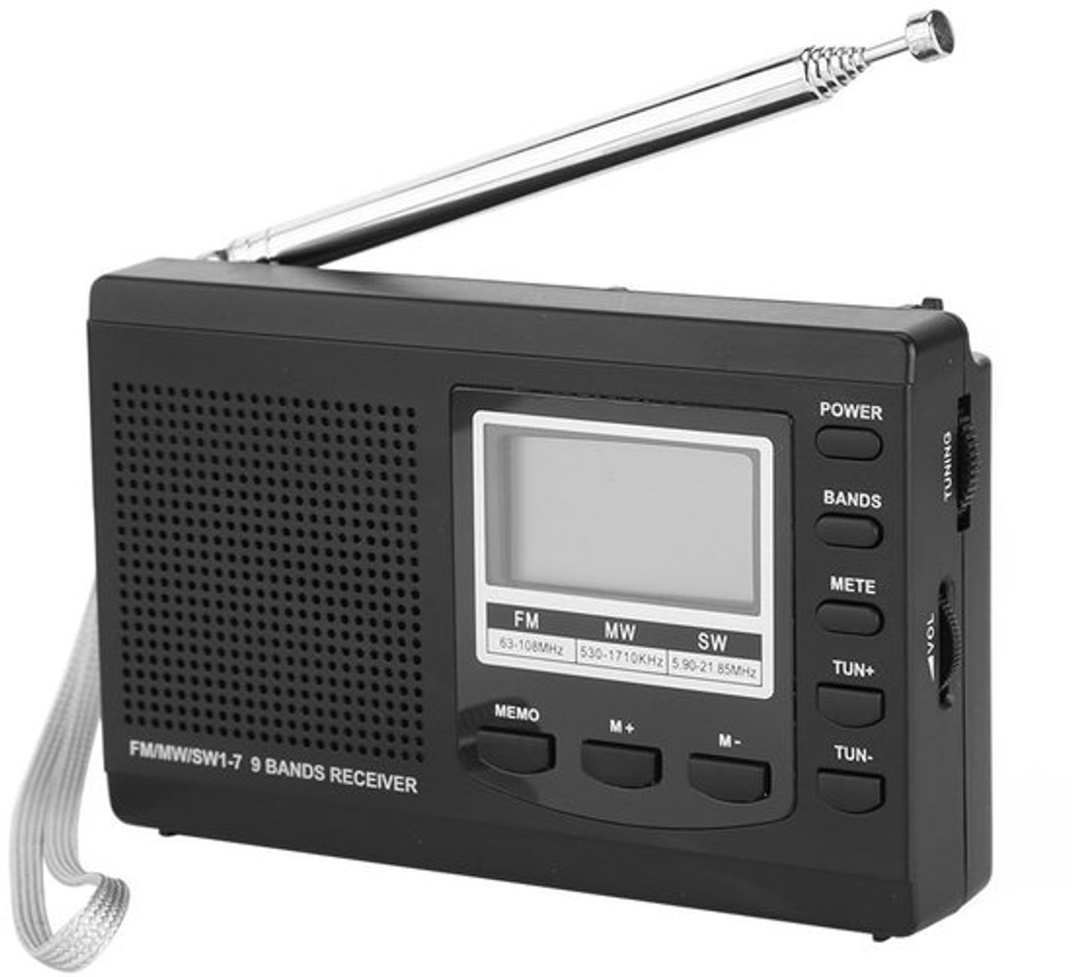 VT Goods - Mini FM-radio - Draagbare Radio - Lichtgewicht Stereo Radio - Zwart