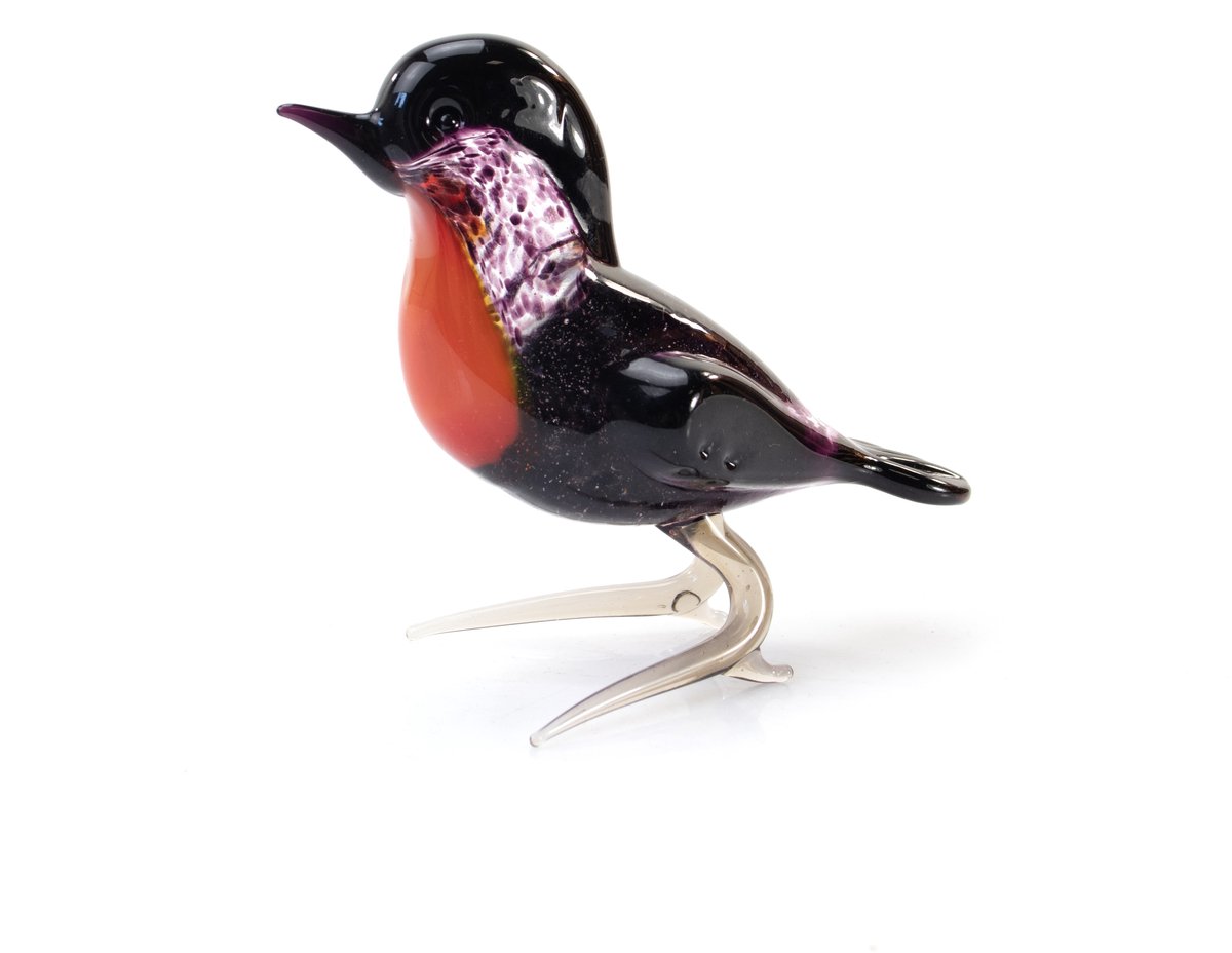 Glazen Roodborst - Decoratief Vogelbeeld van Glas - Woondecoratie