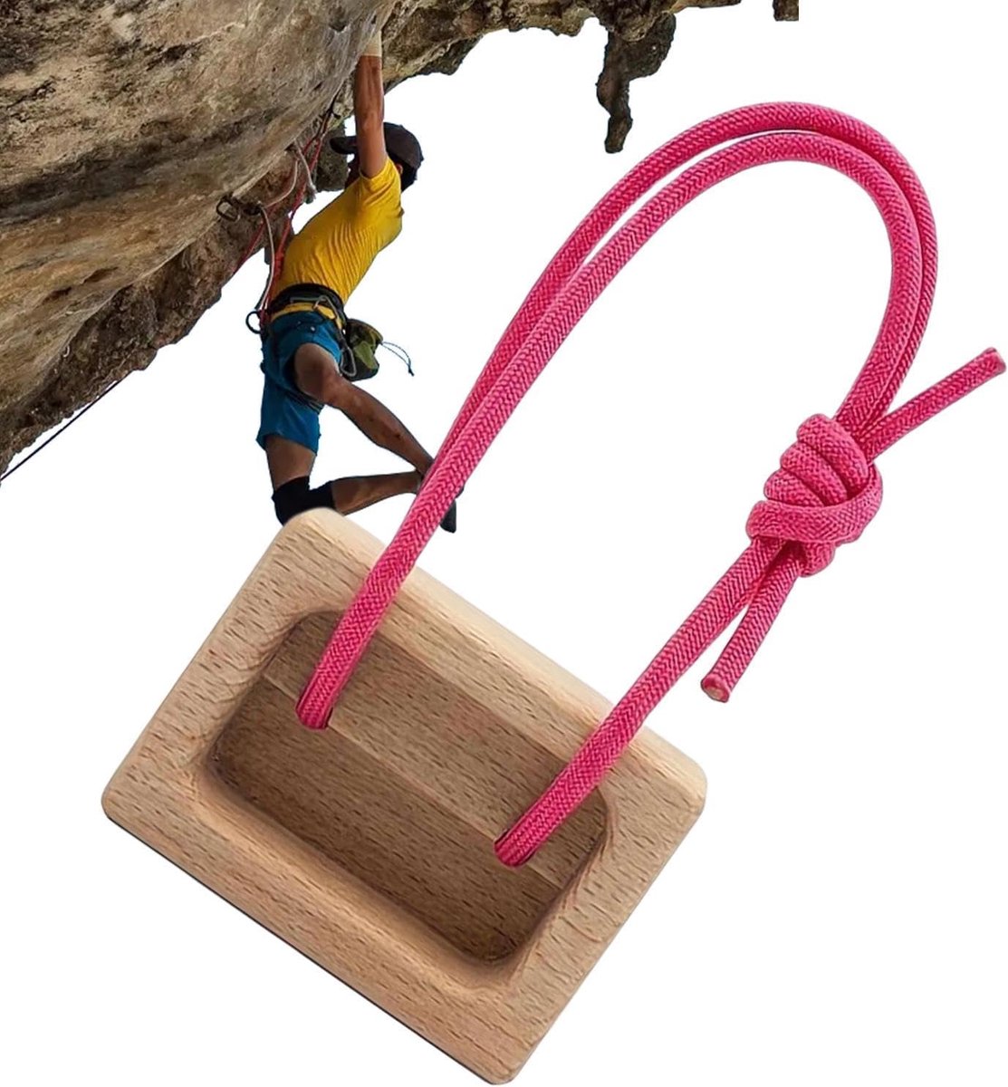 Draagbaar Hangboard - Klimtrainer Greepblok - Vingerkracht Opbouwen - Houten Compacte Trainingsapparatuur - 10.5 cm - Houtkleur