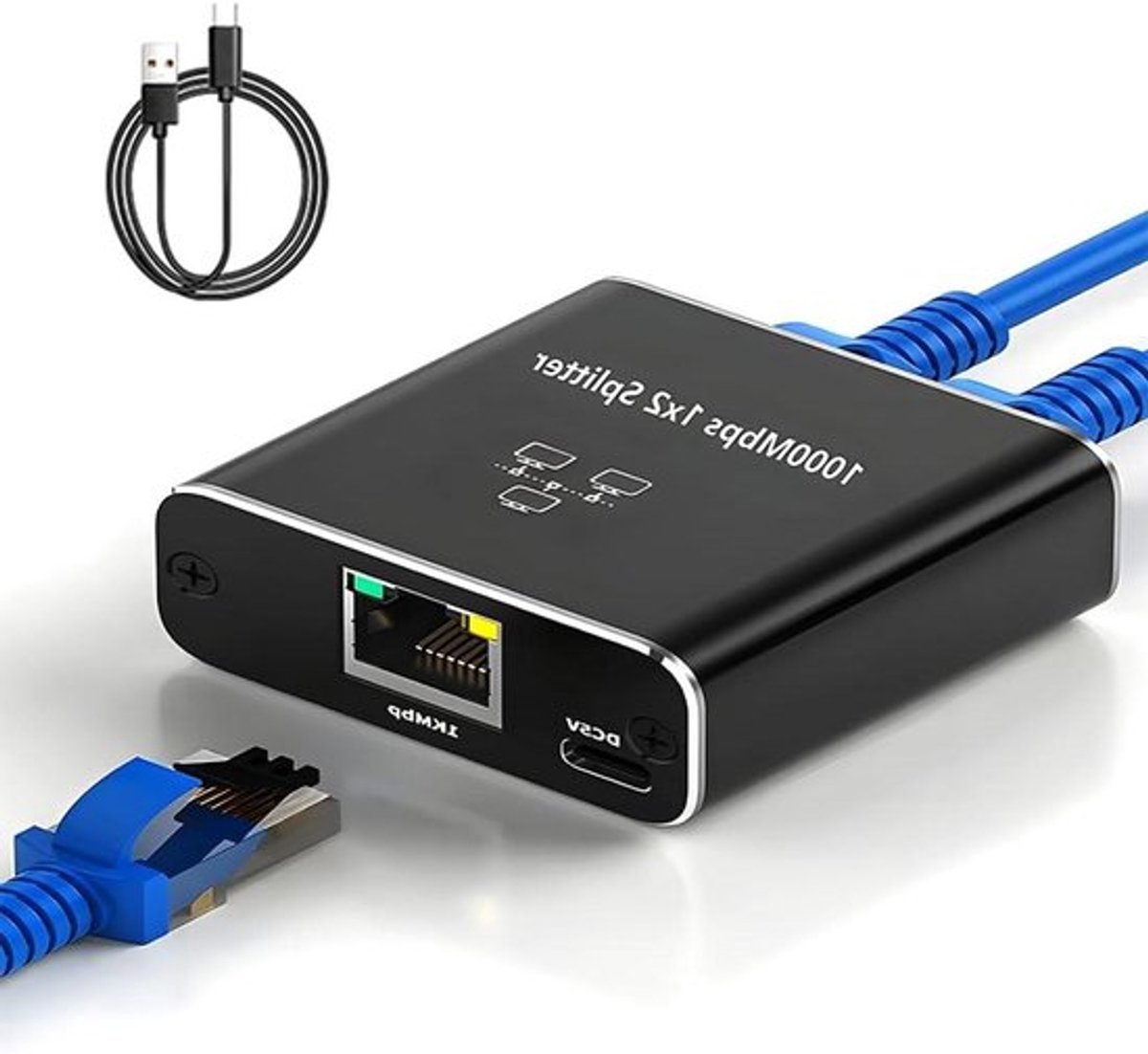 Ethernet splitter voor gigabitsnelheid 1000 Mbit/s Allecto Plus