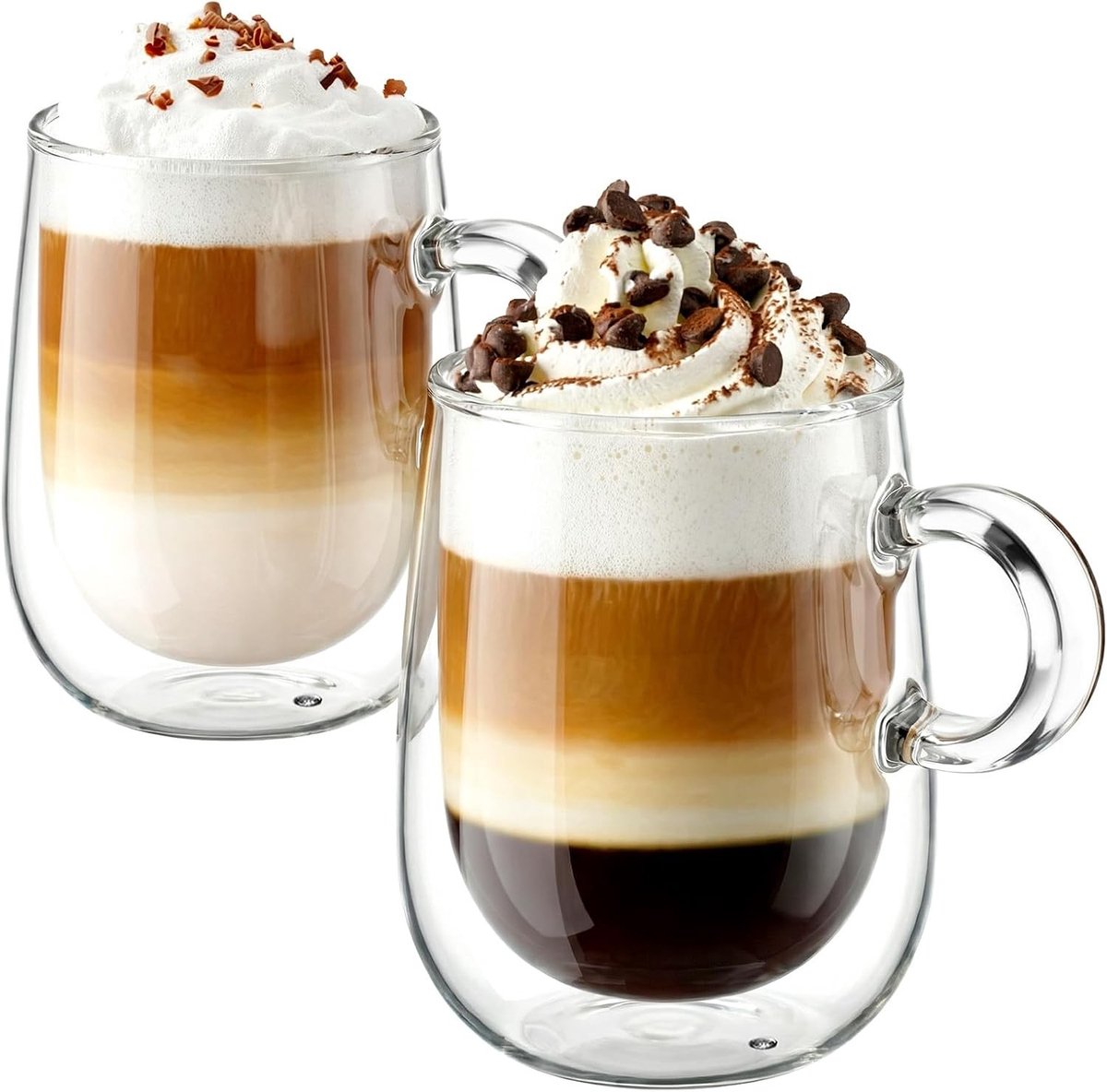 Set van 2 Dubbelwandige Koffieglazen - Borosilicaatglas - Warmte-isolerend - Condensvrij - Voor Koffie en Thee