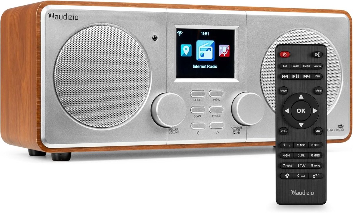 Internetradio - Zilver - DAB Radio met WiFi - Stereo Speakers 50 Watt - Voor Thuis en Kantoor
