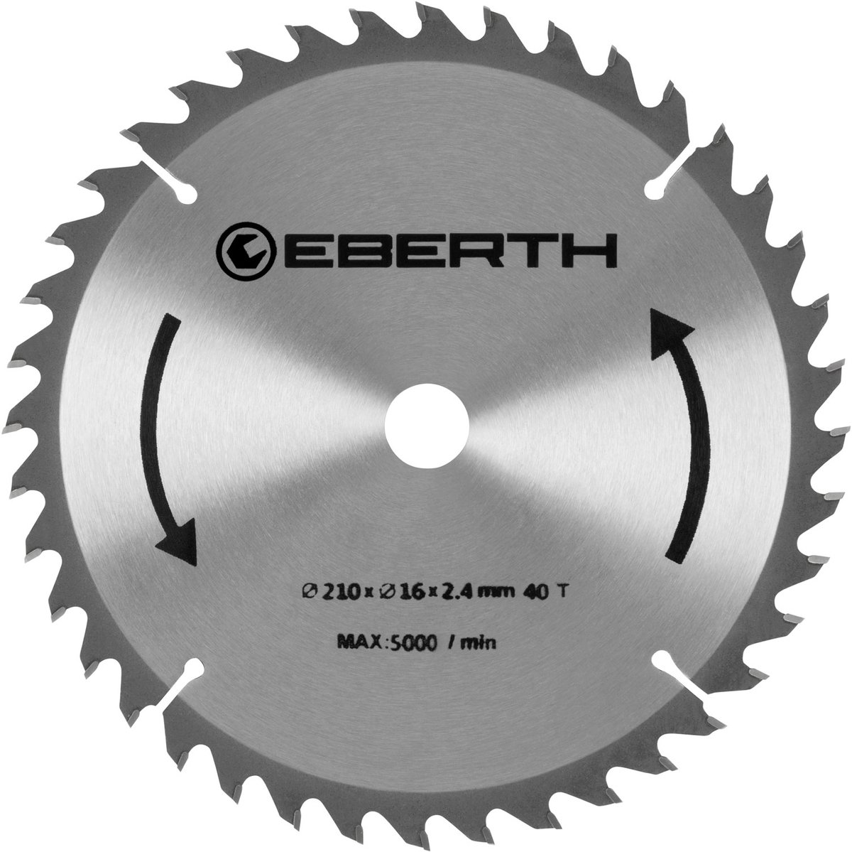 EBERTH cirkelzaagblad, zaagblad van staal met hardmetalen tanden voor het zagen van hout (diameter 210 mm, boorgat 16 mm, bladdikte 1,6 mm, zaagbreedte 2,4 mm, 40 tanden, max. 5000 tpm)