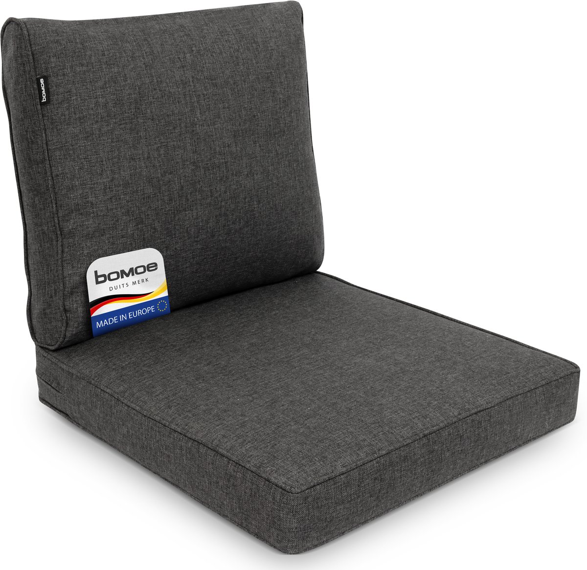 bomoe Set Loungekussen Buiten – Zitkussen 60x60 cm & Rugkussen 60x40 cm – Hoogwaardige Kussens voor Tuinmeubelen, Afneembar Wasbar Hoes –Comfortabel UV-Bestendig Outdoor Tuinkussen Antraciet – ilano