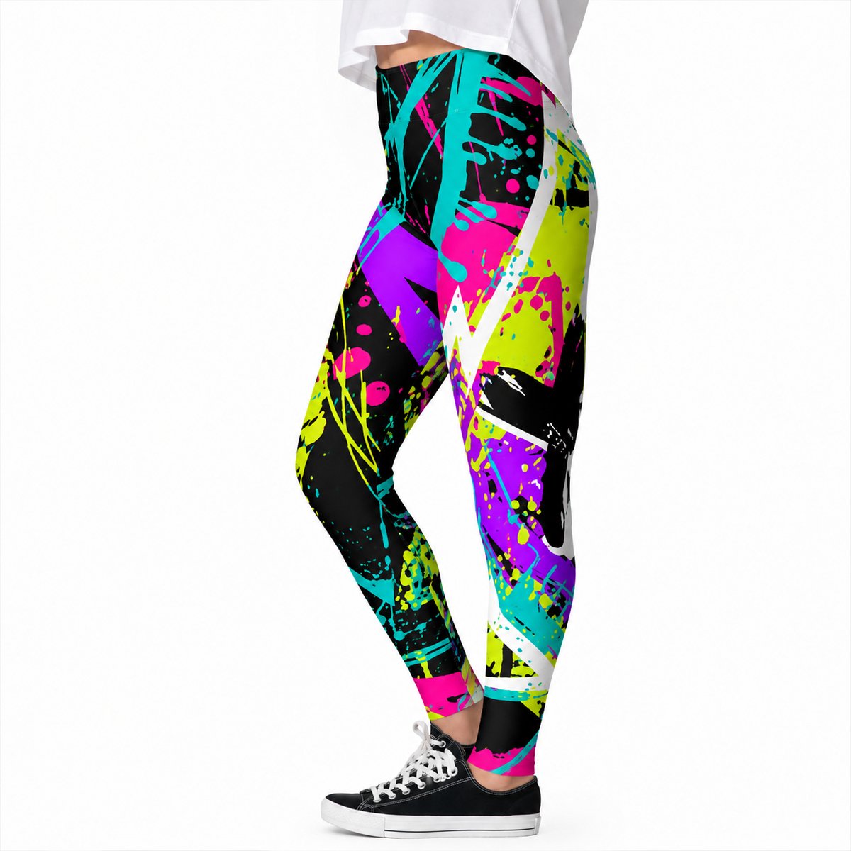 Graffiti Legging - Dames Broek - Neon - Kleuren - Sport - Yoga - Fitness