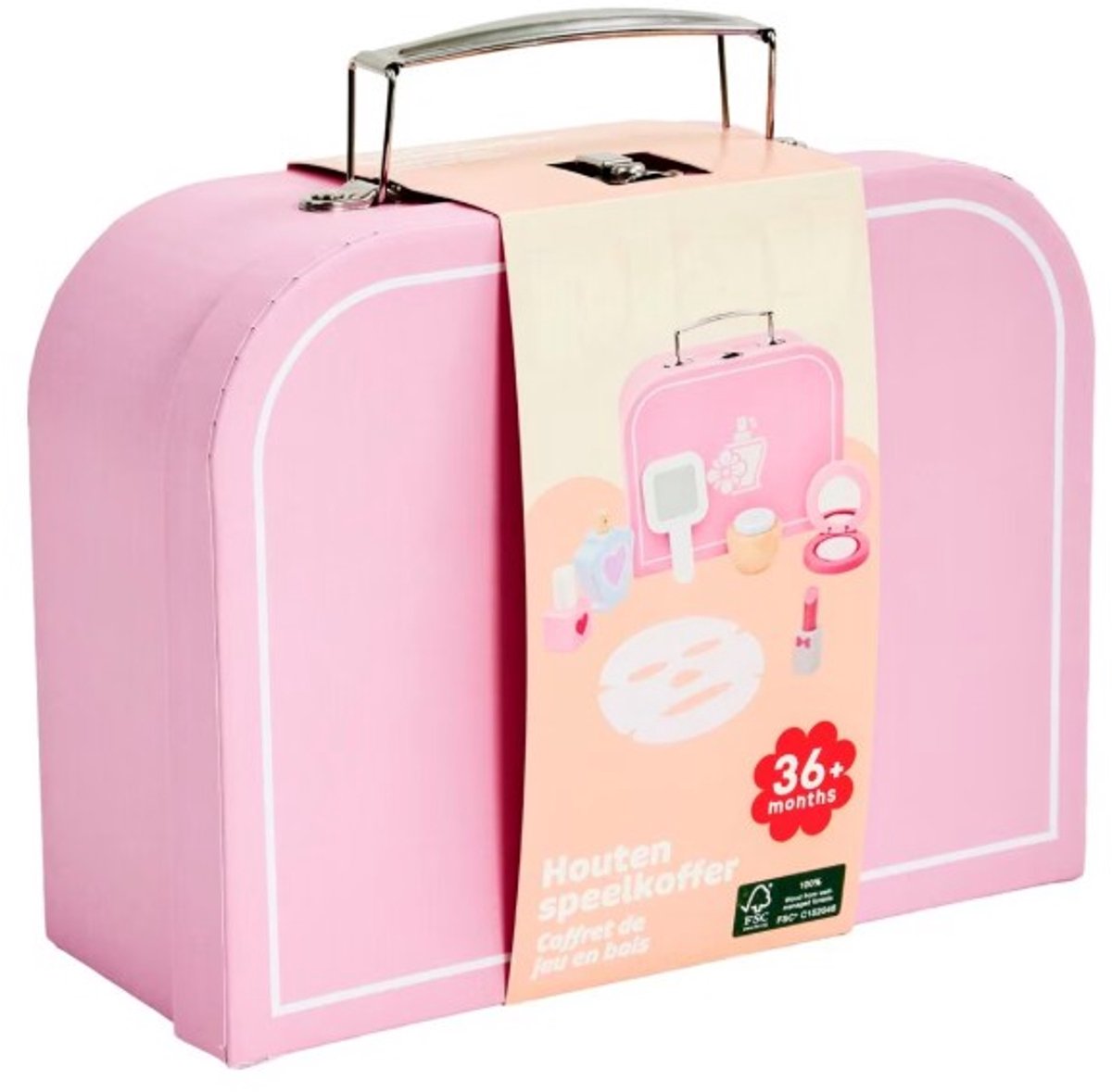 Playing Kids Houten Beautyset in Koffer Roze