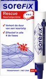Doosje SoreFix Rescue koortslipcrème en tube. De tube is 6ml, transparant met zink en SPF 30.