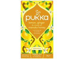 Pukka Tea Lemon, Ginger & Manuka Honey - 20 Theezakjes - Biologische Kruidenthee Citroen, Gember, Honing - 1 x 20 Zakjes