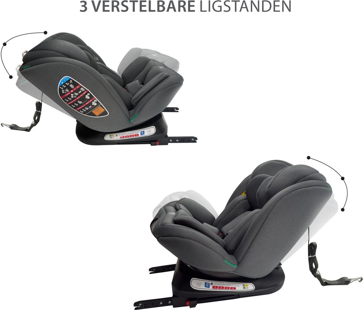 Liefjes & Co Growsafe Autostoel – i-Size 4-in-1 – 360° Draaibaar – ISOFIX & Top Tether – Groep 0/1/2/3 (40–150 cm) Grijs thumbnail 4