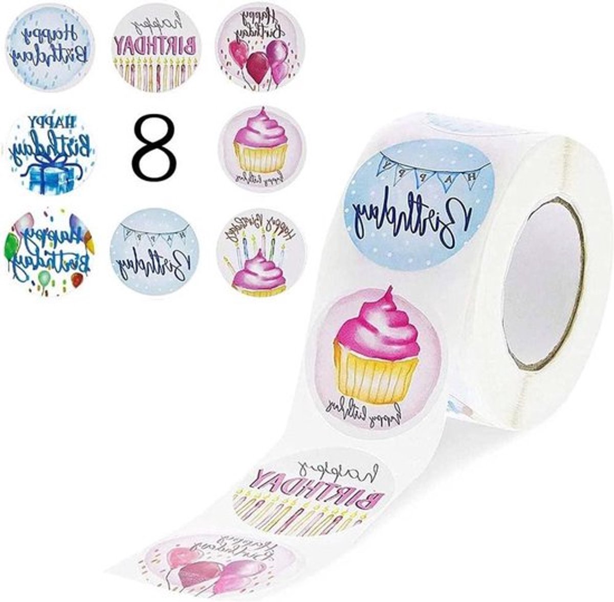 Allecto Plus - 500 stuks - Stickers voor Verjaardagsfeestdecoratie