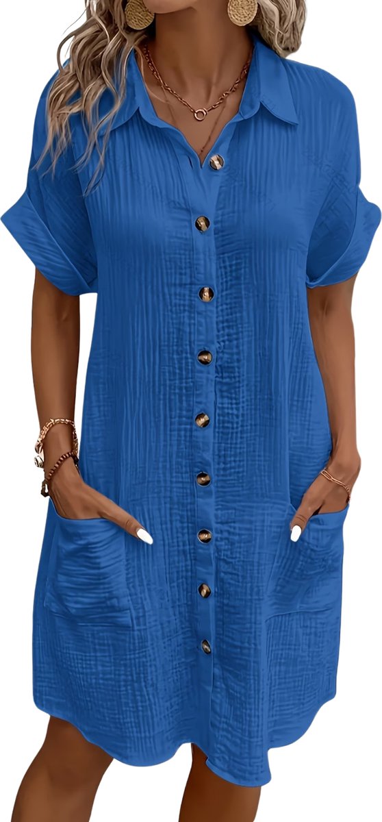 Currero Zomerjurk Dames Zomerjurken Volwassenen Vrouwen Midi Jurk Ibiza Stijl Sundress Dress M Koningsblauw