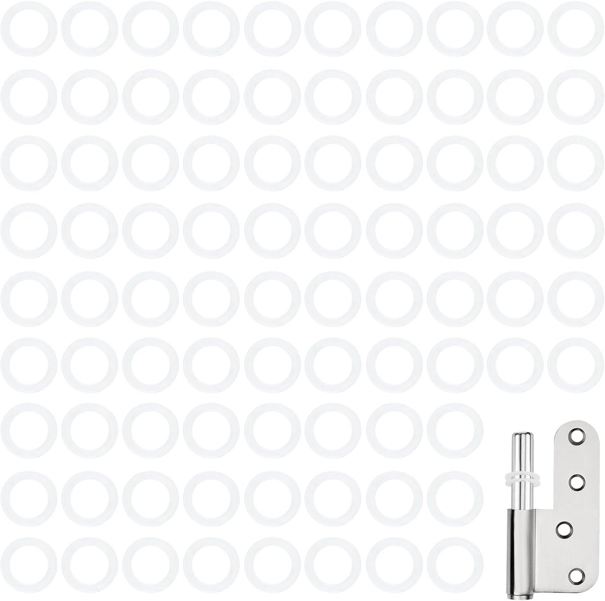 Speciale kunststof ringetjes voor deurhengsels - 200 stuks - Diameter 10 mm x 15 mm x 1 mm - Ideaal voor binnen- en buitendeuren