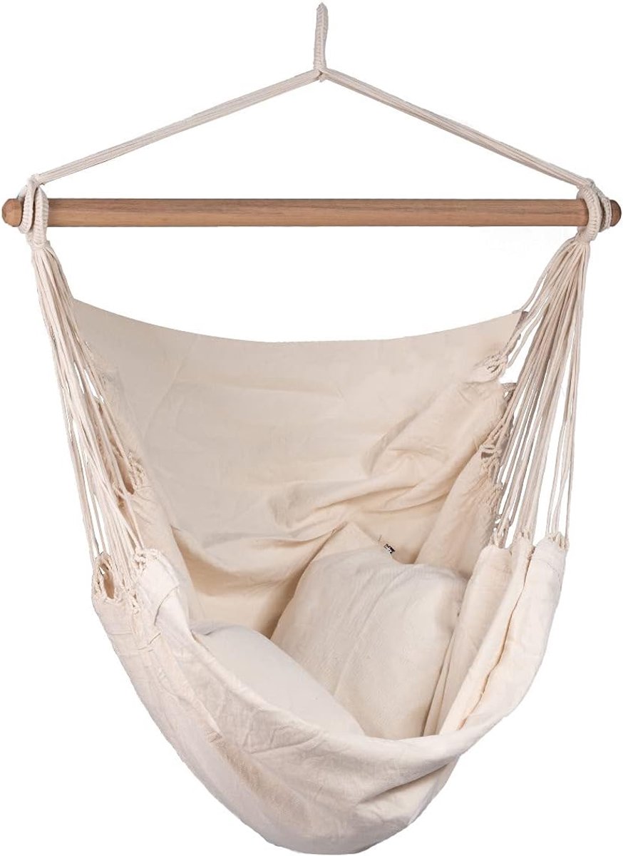 Hangstoel Organisch - Schommelstoel Luie Stoel - Ontspannen Buiten - Extra Dik Polycotton - 120 kg draagvermogen - Natura